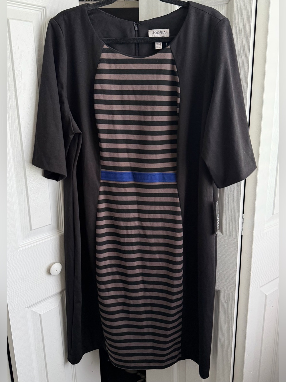 Sophia Christina Black Colorblock Striped Sheath Dress
